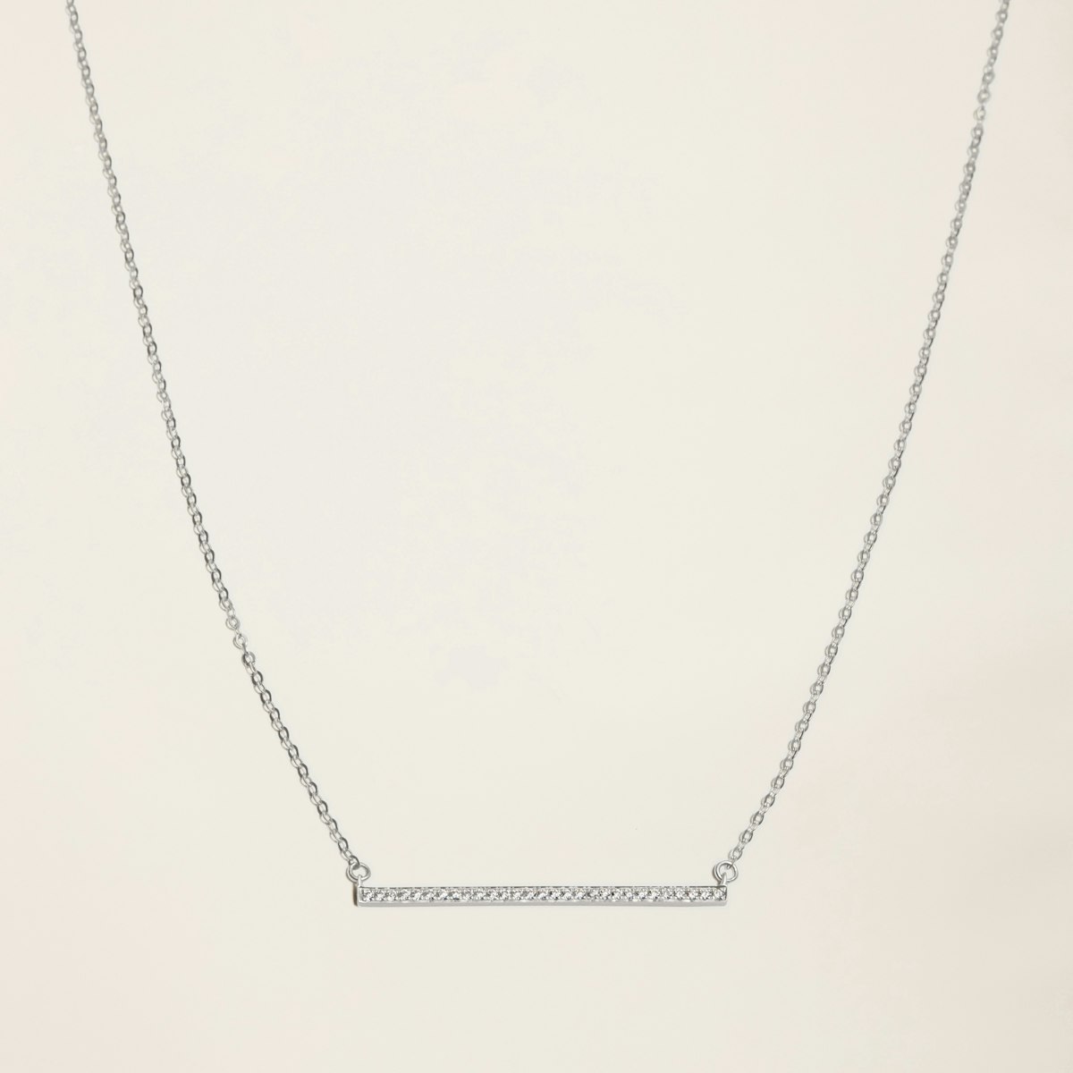 14k Solid Gold Diamond Pavé Bar Necklace