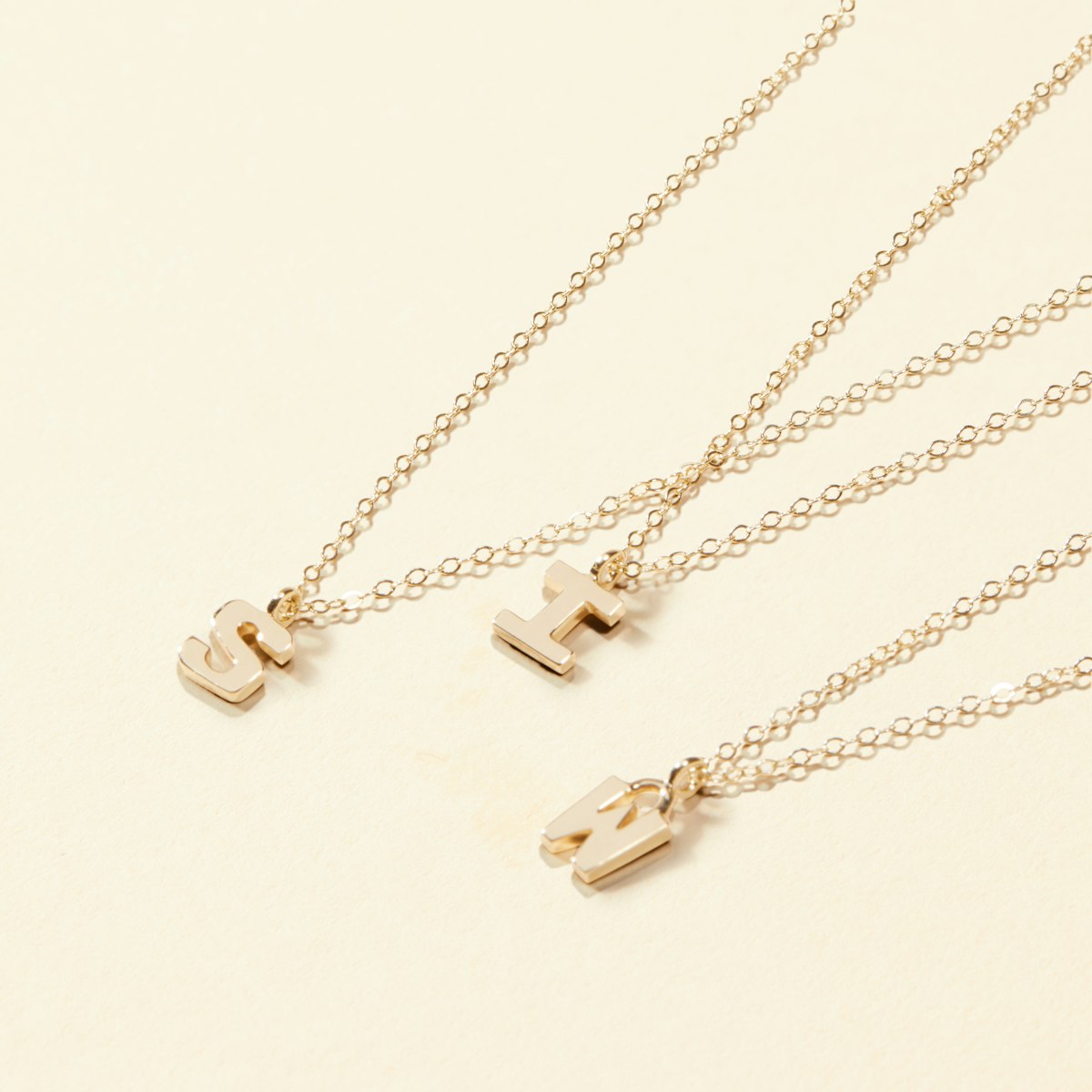 14k Solid Gold Initial Necklace