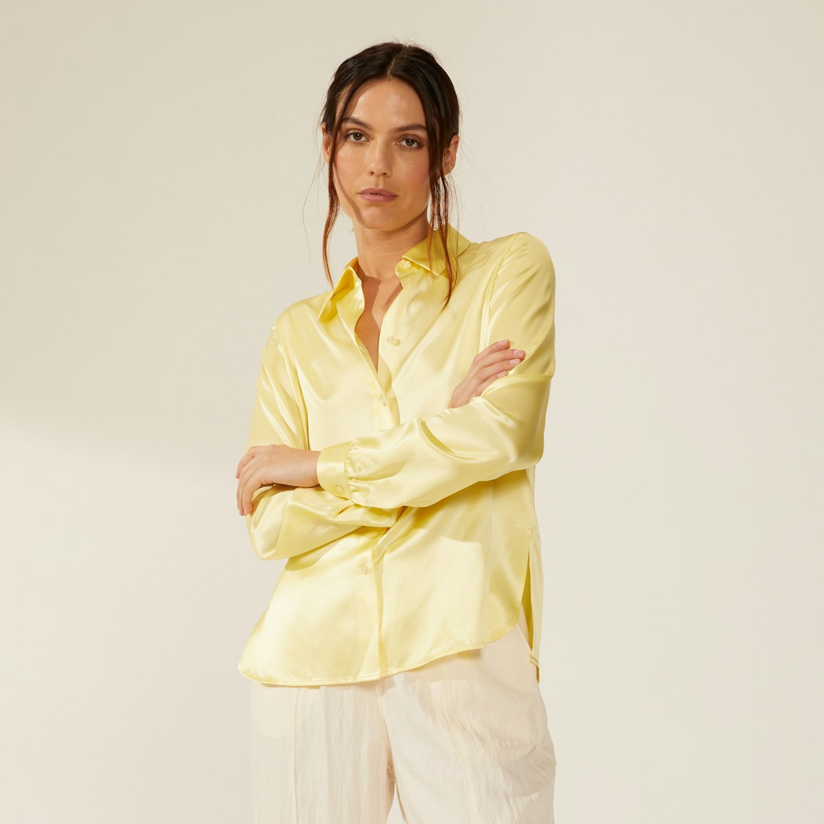 Cannes Pure Silk Charmeuse Blouse