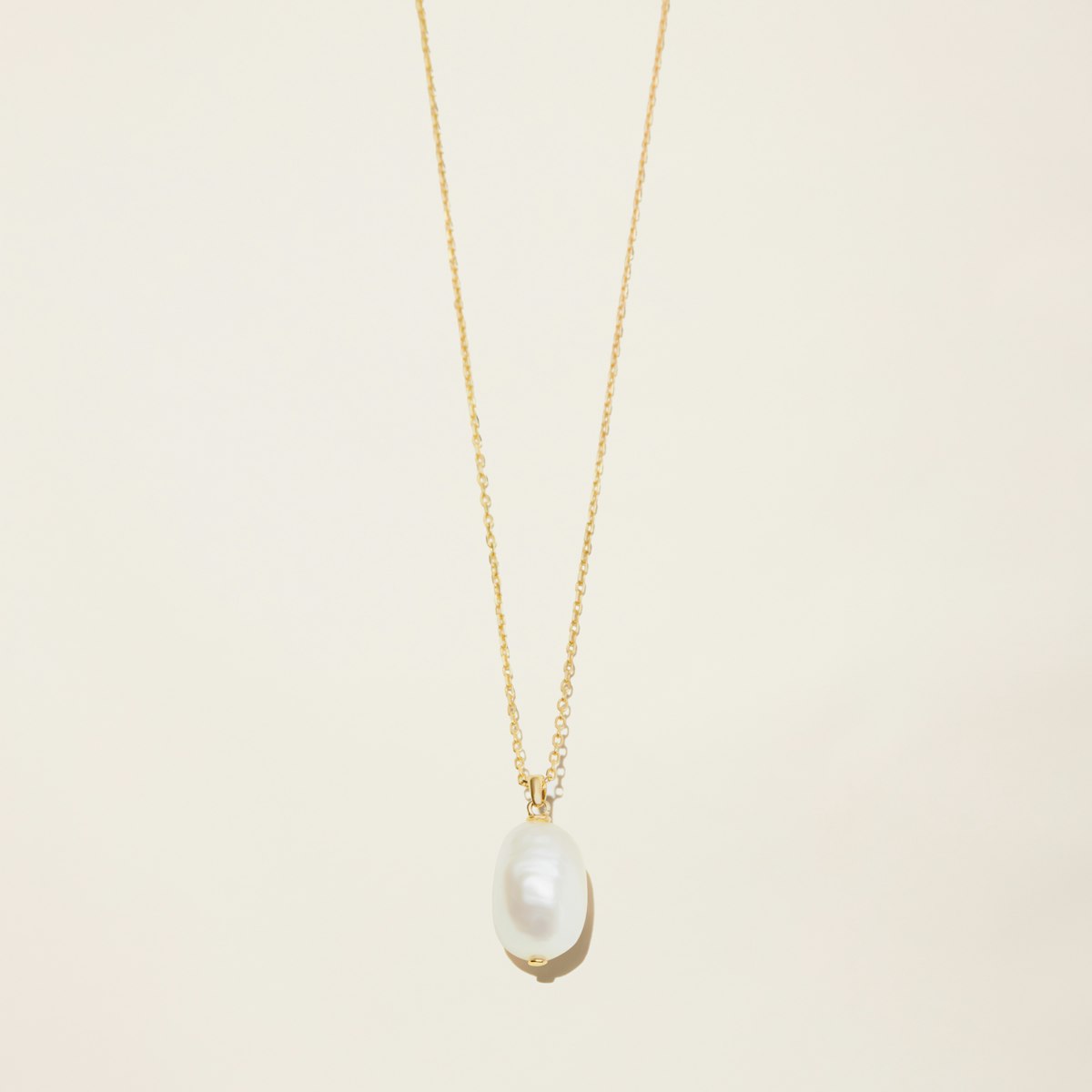 14k Solid Gold Baroque Cultured Pearl Drop Chain